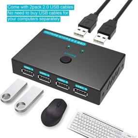 img 3 attached to 2-In-4 USB 2.0 Switch Box - SGEYR Metal, One-Button Swapping & 2 Pack A To A Cable For Printer/Mouse/Scanner Sharing Between PCs