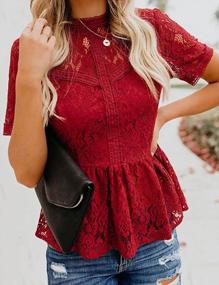 img 1 attached to Women'S Sexy Sheer Mesh Lace Peplum Blouse - Short Sleeve Top By Tobrief