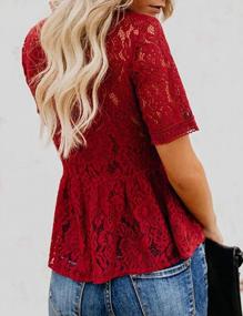 img 3 attached to Women'S Sexy Sheer Mesh Lace Peplum Blouse - Short Sleeve Top By Tobrief