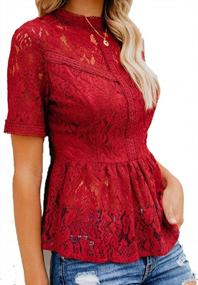 img 4 attached to Women'S Sexy Sheer Mesh Lace Peplum Blouse - Short Sleeve Top By Tobrief