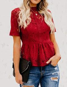 img 2 attached to Women'S Sexy Sheer Mesh Lace Peplum Blouse - Short Sleeve Top By Tobrief