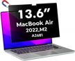 magnetic privacy screen for macbook air 13.6 in m2 chip 2022 (a2681) - pys® anti-spy bubble free removable laptop mac shield logo