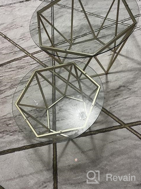 img 1 attached to Ivinta Round Nesting Coffee Table Set Of 2, Modern Tempered Glass Coffee Tables For Living Room, 31.5 And 23.6 Inch Accent Tea Tables With Gold Metal Frame Legs (Clear, Glass) review by Dube Jansen