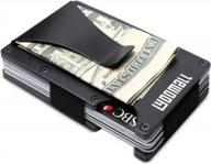 slim aluminum wallet w/ money clip & rfid blocking - minimalist credit card holder logo