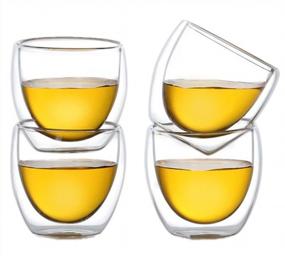 img 3 attached to Set Of 6 Moyishi Double-Walled Clear Glass Espresso And Wine Cups, 80Ml Each