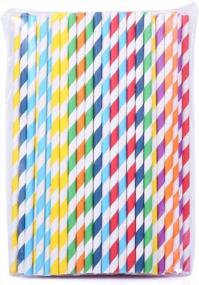 img 1 attached to 105 многоцветных радужных бумажных соломинок для свадьбы, украшения для вечеринки по случаю дня рождения - 7 3/4 дюйма в полоску