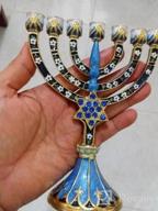 img 1 attached to Crystal Rhinestone Bejeweled 7-Branch Menorah Candle Holder With Hand-Painted Star Of David Enamel Candlesticks review by Tina Wolford