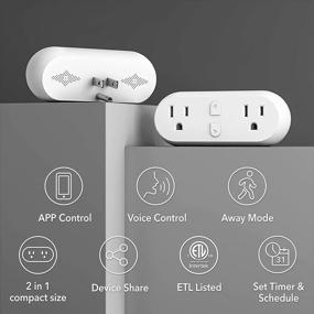 img 3 attached to HBN Smart Plug 15A, WiFi&Bluetooth Outlet Extender Dual Socket Plugs Works With Alexa, Google Home Assistant, Remote Control With Timer Function, No Hub Required, ETL Certified, 2.4G WiFi Only, 4-Pack
