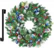 shareconn 24 inch prelit artificial christmas wreath with 15" hanger, multi-color lights with timer by batteries operated, pine cones and red berries for front door wall windows xmas decoration,snow logo