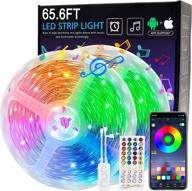 65.6ft led light strips: 20m rgb flexible music sync color changing app control bright 5050 leds tape lights with remote for home lighting, kitchen, bedroom, tv, ceiling decoration logo