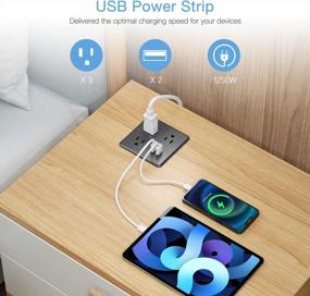 img 2 attached to TESSAN Recessed Power Strip With 2 USB Ports And Surge Protection - Flush Mount Outlet For Furniture, Conference Tables, Cabinets, And Sofas - 5 Ft Desk Charging Station