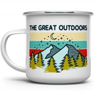 mountain hiking adventure enamel campfire coffee mug - great outdoors wildlife nature camping lover gift (12oz) - camp cup logo