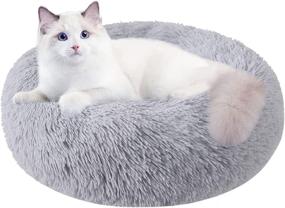 img 4 attached to Small Dog and Cat Beds - 20/24 Inch Round Washable Pet Bed for Indoor Cats, Small Dogs, Puppies, and Kittens with Slip-Resistant Bottom