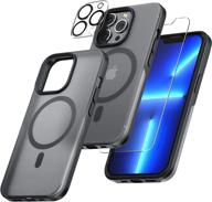 📱 tauri [5 in 1] magnetic iphone 13 pro case with magsafe, 2 glass screen protectors & 2 camera lens protectors, translucent matte military grade drop protection - slim cover 6.1 inch logo