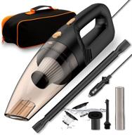 🚗 powerful and portable car vacuum cleaner with accessories - 12v high power handheld vacuums for interior detailing - includes 4 attachments, 16.4ft cord & bag - auto accessories kit in black logo