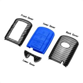 img 3 attached to 🔑 Premium Blue Silicone Key Fob Case for KIA CADENZA & K900 - Personalized Carbon Fiber Pattern - 4 Button Keyless Entry Remote Protection