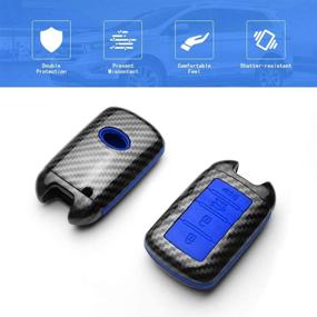 img 2 attached to 🔑 Premium Blue Silicone Key Fob Case for KIA CADENZA & K900 - Personalized Carbon Fiber Pattern - 4 Button Keyless Entry Remote Protection