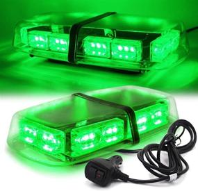 img 4 attached to 🚨 FOXCID 12-inch 36 LED 18W Emergency Hazard Warning Security Roof Top Flash Strobe Mini Light Bar with Magnetic Mount - for Plow, Tow Truck, Construction Vehicle (Green)