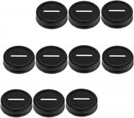 veiren 10-pack piggy bank lids for mason jars – stainless steel coin slot covers with slotted inserts for regular mouth canning jars – ideal for kids and adults (70mm, black) logo