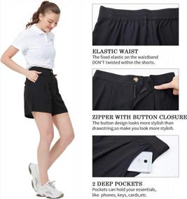img 2 attached to Comfortable And Stylish 4-Inch Inseam Chino Shorts With Elastic Waist, Pockets, And Versatile Design For Women By CAMELSPORTS