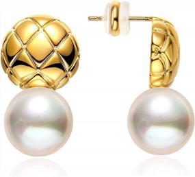 img 4 attached to Dainty, Hypoallergenic 925 Sterling Silver Pearl Drop Earrings With 18K Gold-Plating: Perfect For Girls, Women, And Grandmothers!