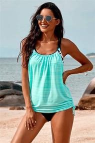 img 3 attached to REKITA Swimsuits Boyshort Swimwear Back Green for Women: Top Choice in Swimsuits & Cover Ups