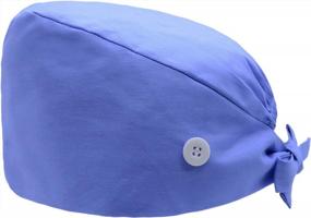 img 4 attached to Working Cap With Button And Sweatband Adjustable Bouffant Hats For Women Men Hats One Size