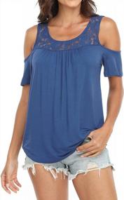 img 2 attached to Stay Cool And Stylish With Women'S Short Sleeve Cold Shoulder T-Shirts This Summer