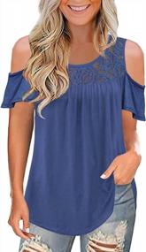 img 4 attached to Stay Cool And Stylish With Women'S Short Sleeve Cold Shoulder T-Shirts This Summer