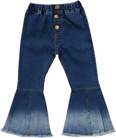 img 4 attached to 👖 Tiacham Toddler Baby Girl High Waisted Casual Wide Leg Denim Jeans Trousers Baggy Straight Pants