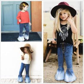 img 3 attached to 👖 Tiacham Toddler Baby Girl High Waisted Casual Wide Leg Denim Jeans Trousers Baggy Straight Pants