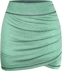 img 4 attached to Ruched Sports Skirts With Inner Shorts And Pockets For Women'S Workouts, Golf, And Running - MOQIVGI Athletic Skorts