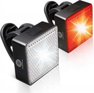 smart bike light set by brightroad - bright front 80 & back 40 lumens led lights, waterproof headlight & tail light with auto on/off sensor and built-in reflectors логотип