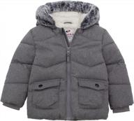warm winter puffer jacket for baby boys with sherpa lining and mini fur trim hood by rokka&rolla - ideal for newborns, infants and toddlers logo
