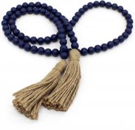 stylish navy blue wood bead garland with tassels for rustic home decor - cvhomedeco logo