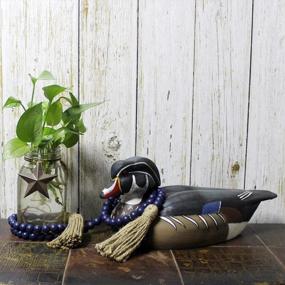 img 2 attached to Стильная темно-синяя гирлянда из деревянных бусин с кисточками для домашнего декора в деревенском стиле - CVHOMEDECO