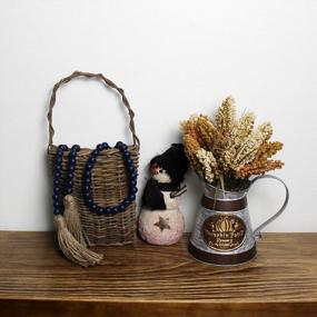 img 1 attached to Stylish Navy Blue Wood Bead Garland With Tassels For Rustic Home Decor - CVHOMEDECO