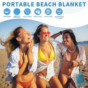 img 1 attached to Extra Large 10' X 9' ZonLi Beach Blanket: Sandproof, Waterproof & Quick Drying For 5-10 Adults - Includes 6 Stakes & 4 Pockets!