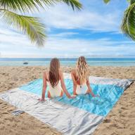 очень большое пляжное одеяло zonli размером 10 x 9 футов: пескостойкое, водонепроницаемое и быстросохнущее для 5-10 взрослых - включает в себя 6 колышков и 4 кармана! логотип