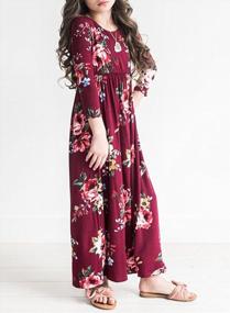 img 2 attached to Chic And Comfortable: MITILLY Girls' 3/4 Sleeve Pleated Maxi Dress With Pockets In 6-12 Years