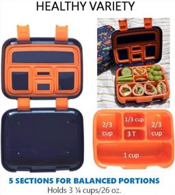 img 1 attached to Dinosaur Bento Lunch Box For Boys Toddlers, 5 Portion Sections Secure Lid, Microwave Safe BPA Free Removable Plastic Tray, Pre-School Kid Daycare Lunches Snack Container Ages 3 To 7 Blue Orange