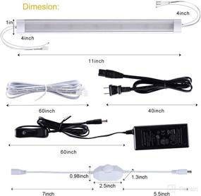 img 2 attached to 🔆 Dimmable LED Under Cabinet Light Fixtures, 6pcs Linkable Hardwired Strip Lights Kit, 12 inches 24V Cupboard Lighting for Kitchen, Closet, Showcase, Bar, Shelf Lighting (Day White, 6000K)