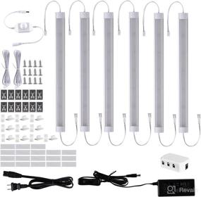 img 4 attached to 🔆 Dimmable LED Under Cabinet Light Fixtures, 6pcs Linkable Hardwired Strip Lights Kit, 12 inches 24V Cupboard Lighting for Kitchen, Closet, Showcase, Bar, Shelf Lighting (Day White, 6000K)