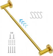 imomwee gold brush finished sus304 stainless steel adjustable 16-27.6 inch towel bar with hooks for bathroom kitchen washroom - 1" diameter wall mount rod logo