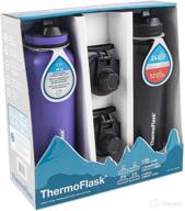 thermoflask spout straw bottles, 2-pack, 40oz (black and purple) logo