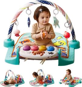 img 4 attached to 🎶 Adjustable Baby Play Mat with 3 Music Modes, Kick and Play Piano Gym Mat for Babies, LED Lights Tummy Time Mat for Girls and Boys, Musical Activity Mat for Infants and Toddlers, Perfect Baby Gift