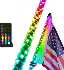 img 4 attached to Omotor 4Ft LED Whip Lights: Remote Controlled RGB-Chase Offroad Spiral Lights For Adventurous Night Rides