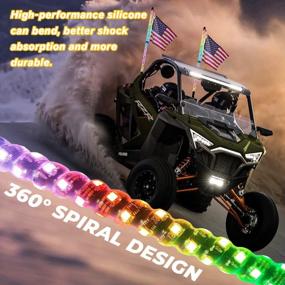 img 1 attached to Omotor 4Ft LED Whip Lights: Remote Controlled RGB-Chase Offroad Spiral Lights For Adventurous Night Rides