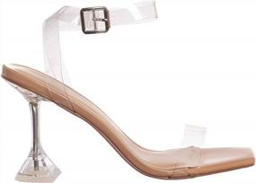 img 1 attached to Clear Glass Heel Sandal For Women - Aquapillar Lucite Vinyl Shoe