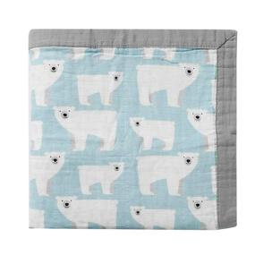 img 3 attached to Ultra-Soft Cotton Baby Blanket For Boys - Large Polar Bear Design - Two-Layer Stroller Blanket - Ideal For Everything - Blue